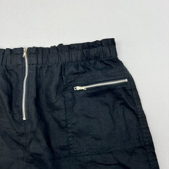 Lou & Grey Linen Mini Skirt Zipper Pockets Black Size Medium New - Picture 2 of 9